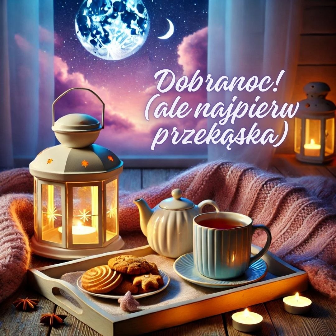 Dobranoc! (ale najpierw przekąska) - przytulne życzenia na dobranoc z ciasteczkami