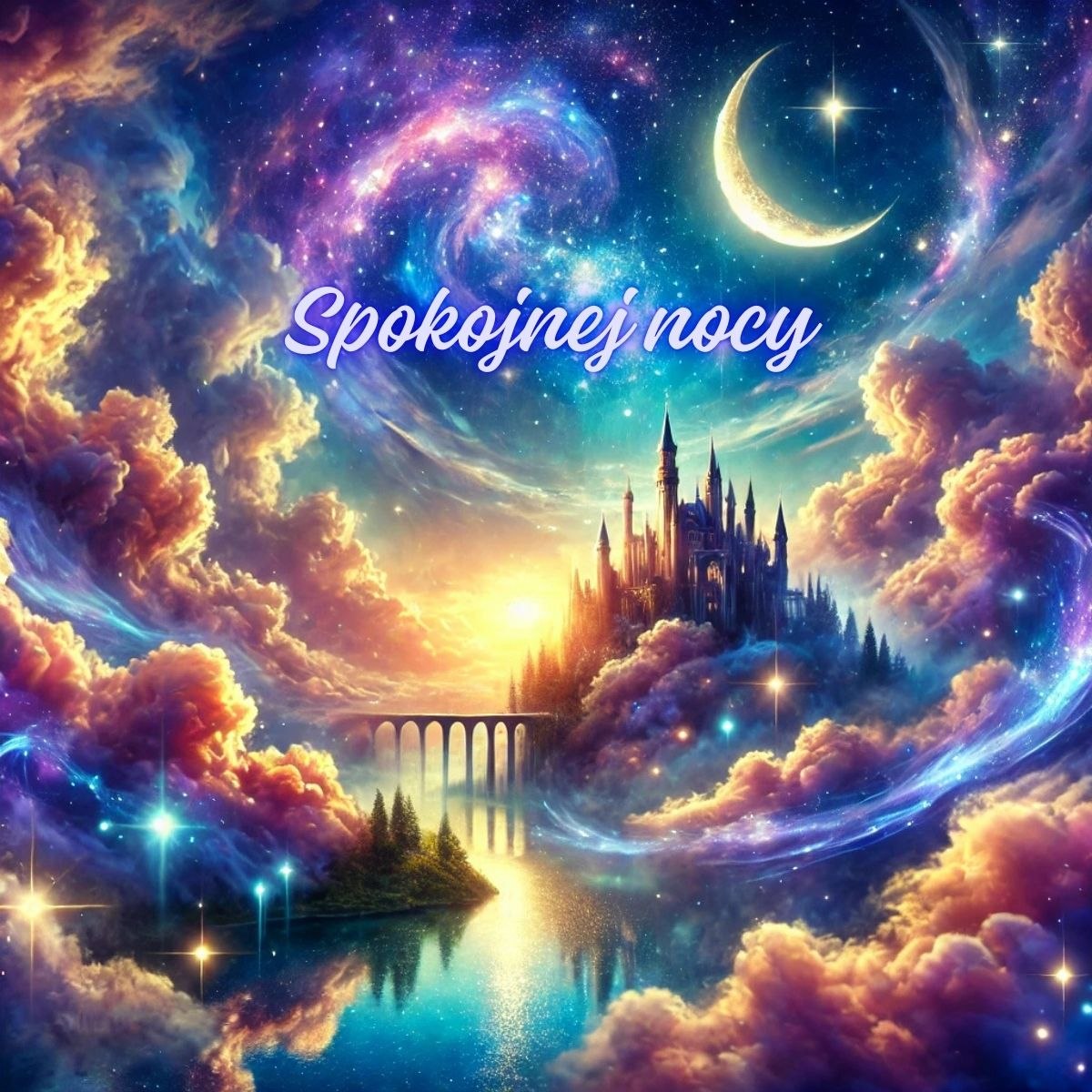 Spokojnej nocy nowe kartki na dobranoc - magiczny zamek pod gwiaździstym niebem